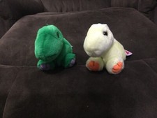 Puffkins light green and dark green dinosaur 1997 With Tags plush stuffed animal