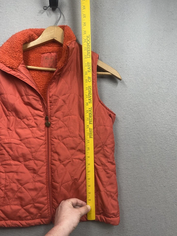 Chaleco Three Hearts para mujer talla M acolchado forrado de lana cremallera completa coral tiene bolsillos Foto 3 de 4