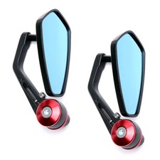 RED MOTORCYCLE HANDLE BAR END MIRRORS CNC ALUMINUM UNIVERSAL REARVIEW 7/8" 2PCS