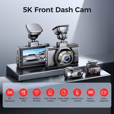 4K 3-Channel Dash Cam Front Rear Cabin Dash Camera WiFi GPS 24H Parking G-Sensor
