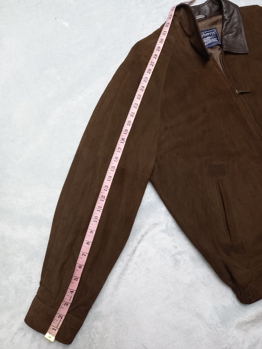 Vintage 80s BURBERRY's Logo Bomber Jacket coat SUEDE LEATHER Brown