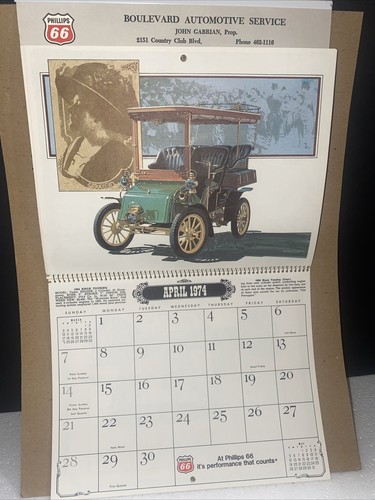 Calendario Vintage Phillips 66 1974 Blvd Automotive Service John Gabrian Stockton, Cal - Foto 6 di 14
