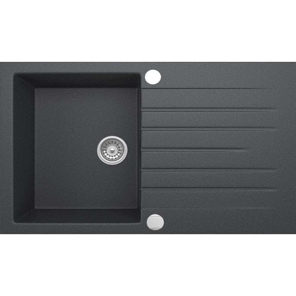 Granitspüle Schwarz Küchenspüle Siphon Einbauspüle Spülbecken Spüle 76x44 Küche - Bild 3 von 4