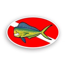 Mahi Scuba Diving Diver Down Fish Sticker