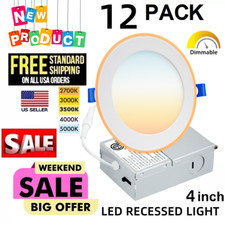 12 Pack LED Recessed Lighting 4 Inch, Ultra-Thin with Night Lights 9Watt-5CCT