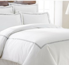 Collezione Italiana 600 TC 3 Pezzi Set Piumone Matrimoniale Midollo QUEEN Bianco/Grafite