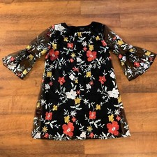 Eci Floral Floral Embroidered Bell Sleeve Womens Midi Dress Size 6 NWOT