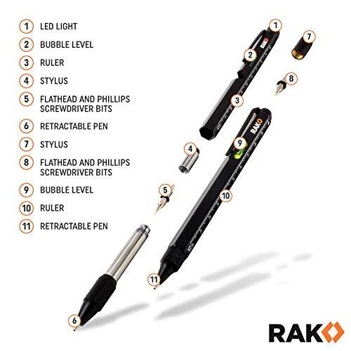 Multi-Tool 2Pc Pen Set - LED Light, Touchscreen Stylus, Multitool Pen Set