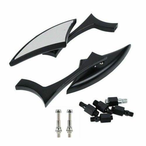 2x Motorcycle Black Spear Blade Mirrors Harley Davidson Sportster Dyna Softail - Picture 2 of 12