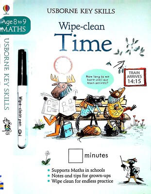 Wipe-Clean Time 8-9 Usborne Key Skills School Learning