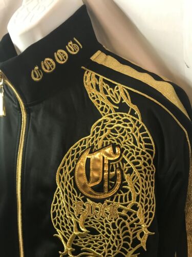 COOGI Black Gold Embroidered Track Hip hop 90's Streetwear Y2K (L) Jacket - Picture 4 of 7