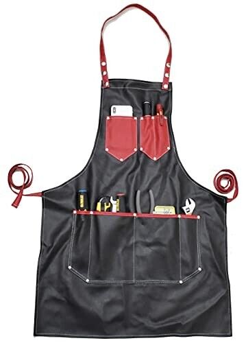 Professional Barber Apron for Hairdresser With 6 Waterproof Leather Pockets UK - 第 1/4 張圖片