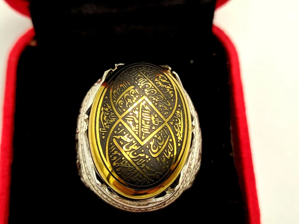 ANILLO DE PROTECCIÓN HECHO A MANO PLATA DE LEY 925 PIEDRA HADIZ HEMATITA NATURAL Foto 3 de 4