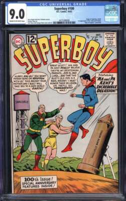 SUPERBOY #100 CGC 9.0 CR/OW PAGES // DC COMICS 1962