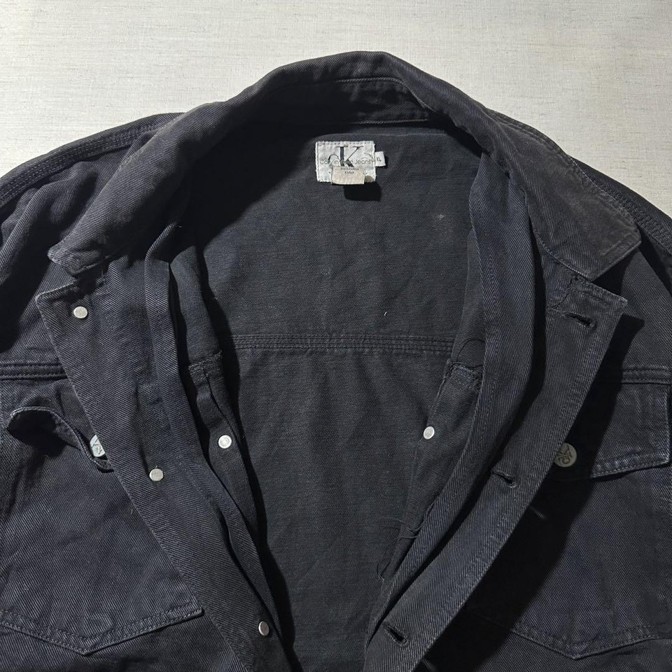 90S Ck Calvin Klein Black Denim Jacket Xl eBay