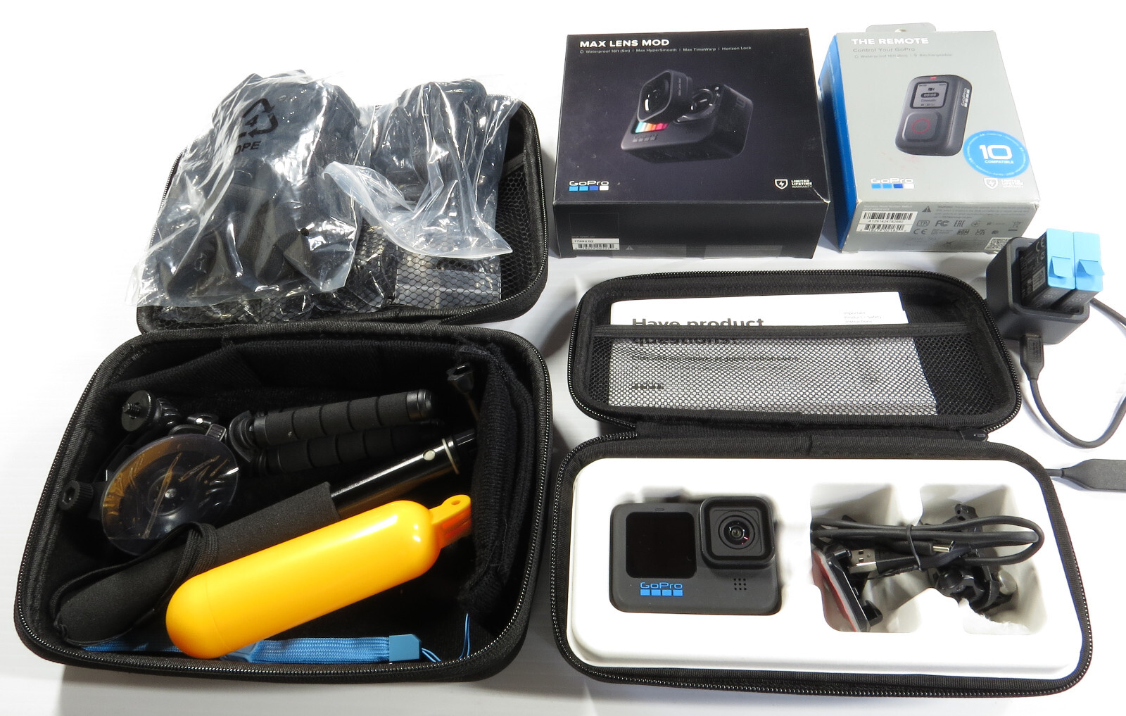 GoPro HERO10 Black Action Camera Bundle with Remote Max Lens 2 Batteries Kit-image