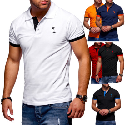 behype. Herren Kurzarm Basic Kontrast Poloshirt Freizeit T-Shirt 20-0337 NEU
