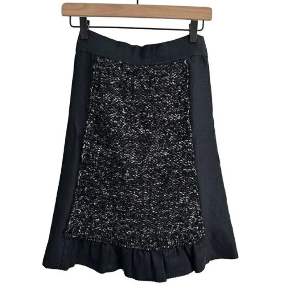 Falda Marc By Marc Jacobs Línea A Lana Seda Hasta la Rodilla Negra Talla Extra Pequeña Foto 2 de 4