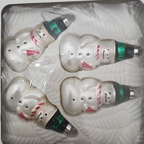Bradford Glass Snowman Ornaments Four Piece Set Vintage Dayton Hudson 1997 - Picture 2 of 4