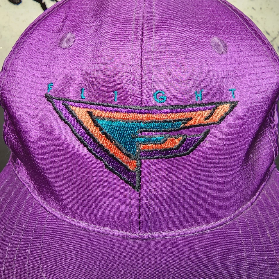 De colección Años 80 Nike Michael Jordan Vuelo Púrpura Nylon Snapback Sombrero Chaqueta Conjunto L Foto 3 de 4