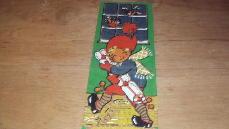 Child Fun Snow Day Decorative Fabric Wall Hang Old