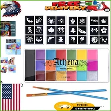 Comprehensive Artistry Face Body Painting Kit - 20 Colors & 24 Stencils Included