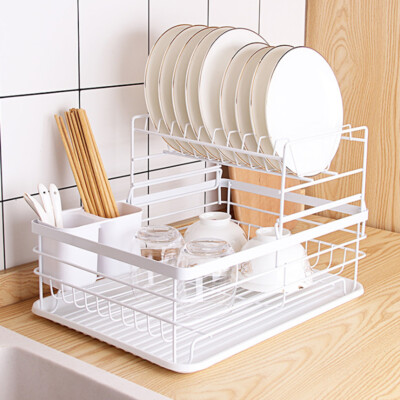 Large Dish Drainer Rack Kitchen Sink Washing Plate Draining Board Cutlery  Holder UK