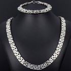 <!--F#f_0-->NEW Design Stainless Steel Vintage Flat Bracelets And Necklace Men's Jewelry Set<!--F/-->