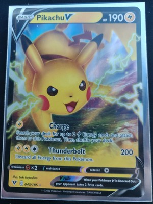 PIKACHU V - Full Art Holo Rare 43/185 Pokémon Vivid Voltage TCG - Fresh