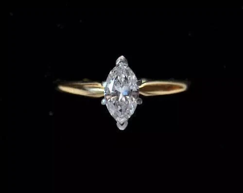 Art Deco Vintage Marquise Lab Created Diamond 925 Silver Wedding Bridal Ring Set - Image 3 of 4