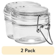 Clear Glass Airtight Food Storage Jars with Lids 2-Pack Cereal Container