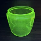 Hocking Princess Green Uranium Glass Cookie Biscuit Jar no Lid 5.5"Depression UV