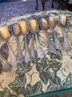 Gorham Versailles Sterling Silver Demitasse Spoons Vermeil Set 9 Antique
