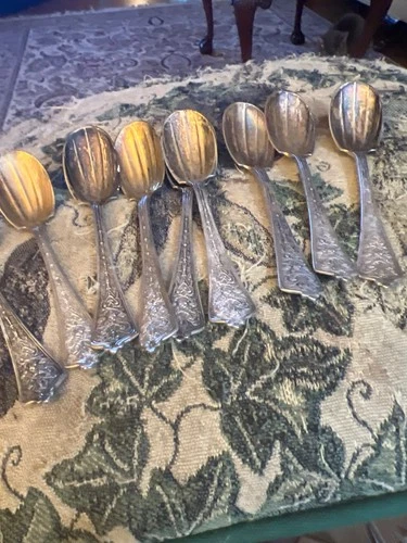 Gorham Versailles Sterling Silver Demitasse Spoons Vermeil Set 9 Antique