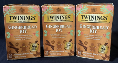 Twinings GingerBread Joy Flavoured Black Tea Hot or Iced lot of 3