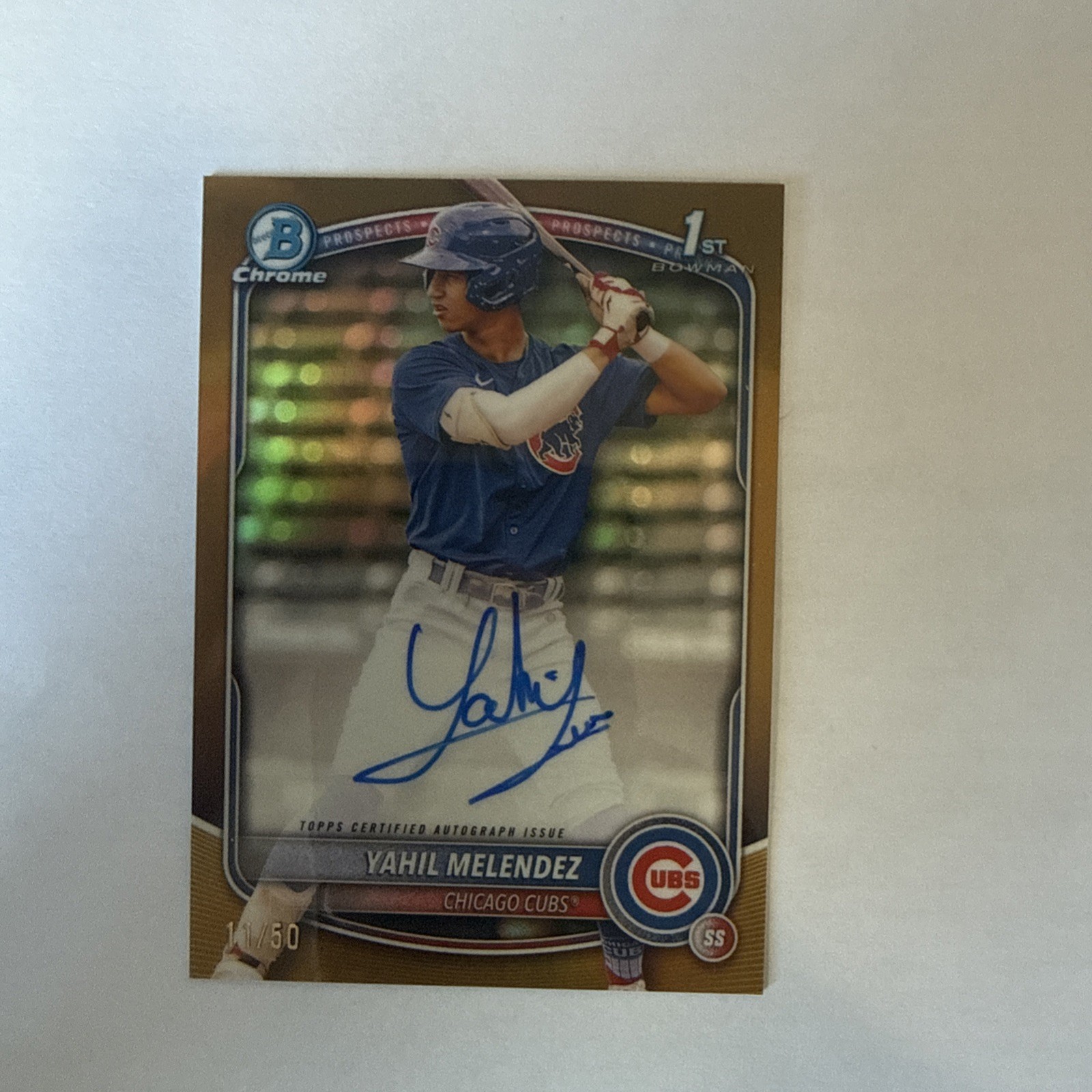 2025 Topps Bowman Chrome #CPA-YM 1st Bowman Yahil Melendez Auto 11/50 Gold