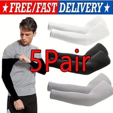 5 Pairs Cooling Arm Sleeves Cover UV Sun Protection Sports Outdoor For Men Women