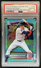 2025 Bowman Chrome Mega Box Roman Anthony Prospects Aqua Refractor #/299 PSA 10