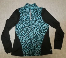 Skirt Sports women's black/blue print 1/4-zip long-sleeved base layer top Sz L