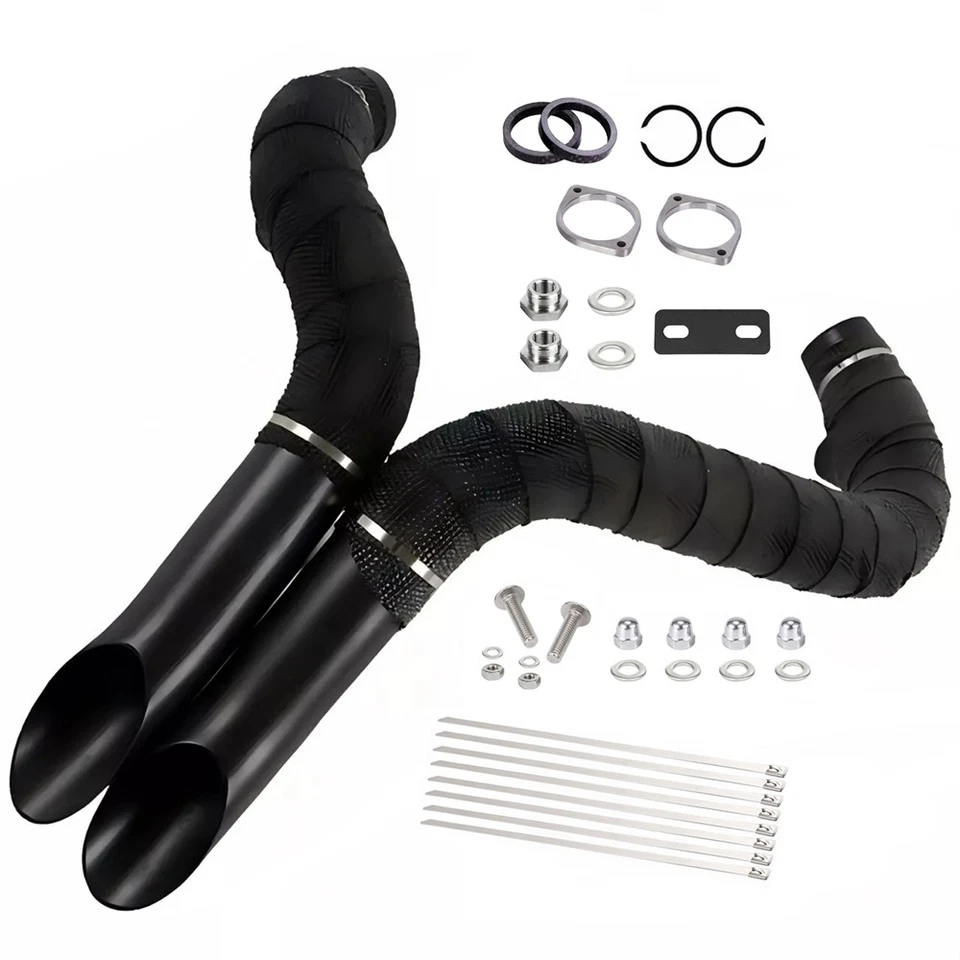 Tubos de escape envueltos en negro de 2" para Harley Sportster/Softail 1984-2023 Foto 2 de 4
