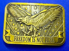 Patriotic America Freedom Is Not Free Belt Buckle - Eagle Flag Sponsor 2014 USA