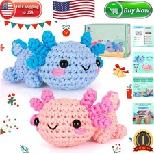 Beginner's Crochet Kit for Adults: Axolotl DIY Gift with Tutorials  Supplies