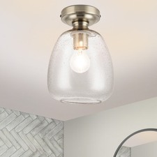 COSYLYTE Buxton Bathroom Classic Bubble Glass Ceiling Light - Antique Brass Base