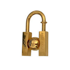 HERMES Cadena Padlock 2001 Gold Classic H and Earth Cadena Charm