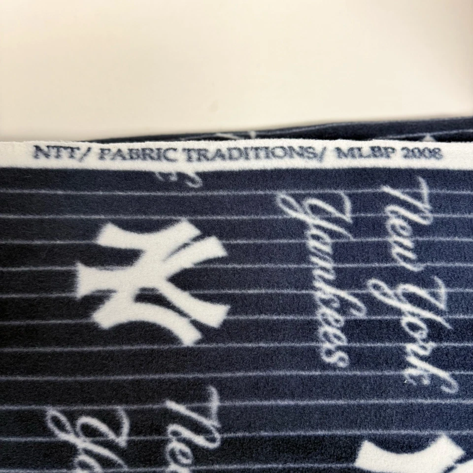 2-1/2 Yds New York Yankees MLB Sports Fleece Fabric Blanket Size 64”x96” 2008 - Image 2 of 3
