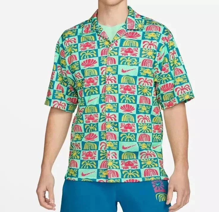 Nike Unisex Mesh Hawaiian Shirt Men's Size XS Cabana Shirt Beachy DV0041-446