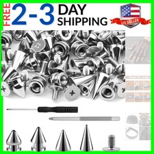 102Pcs Punk Spikes and Studs Kit- 4 Sizes Cone Spikes - Metal Tree Punk Rivet...