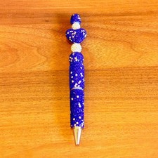 Deep Blue Rhinestone Bling Beaded Pen - Glam Stationery