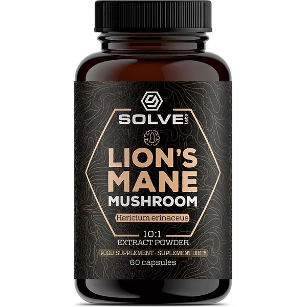 Solve Labs Lion's Mane 60 Kapseln | Hericium Erinaceus 10:1 Vitalpilz | Vegan-image