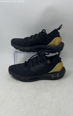 Under Armour Unisex HOVR Phantom 2 IntelliKnit Black Gold Sneaker Shoes M6 W7.5